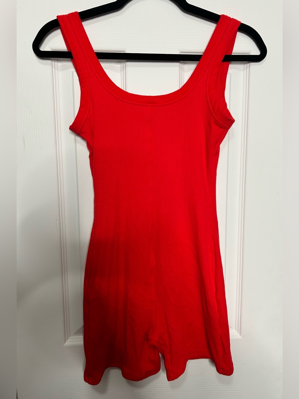 SKIMS Red Ribbed Tank Romper Shorts Bodysuit Size S - Picture 3 of 9